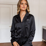 Zoe Premium Satin Bridesmaid Sleep Set Black