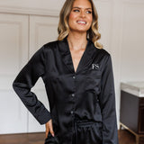 Zoe Premium Satin Bridesmaid Sleep Set Black