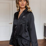 Zoe Premium Satin Bridesmaid Sleep Set Black