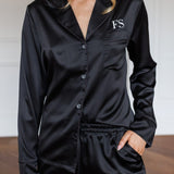 Zoe Premium Satin Bridesmaid Sleep Set Black