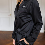 Zoe Premium Satin Bridesmaid Sleep Set Black