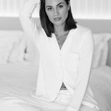 Blake Long Modal Ribbed Pyjamas in White