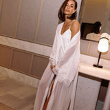 Maria Lace Trim Bridal Robe