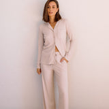 Blake Long Modal Ribbed Pyjamas in Champagne
