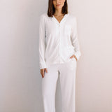 Blake Long Modal Ribbed Pyjamas in White