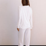 Blake Long Modal Ribbed Pyjamas in White