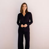 Blake Long Modal Ribbed Pyjamas in Black