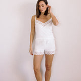 Clara Modal Rib Cami and Short Set in White