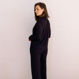 Blake Long Modal Ribbed Pyjamas in Black