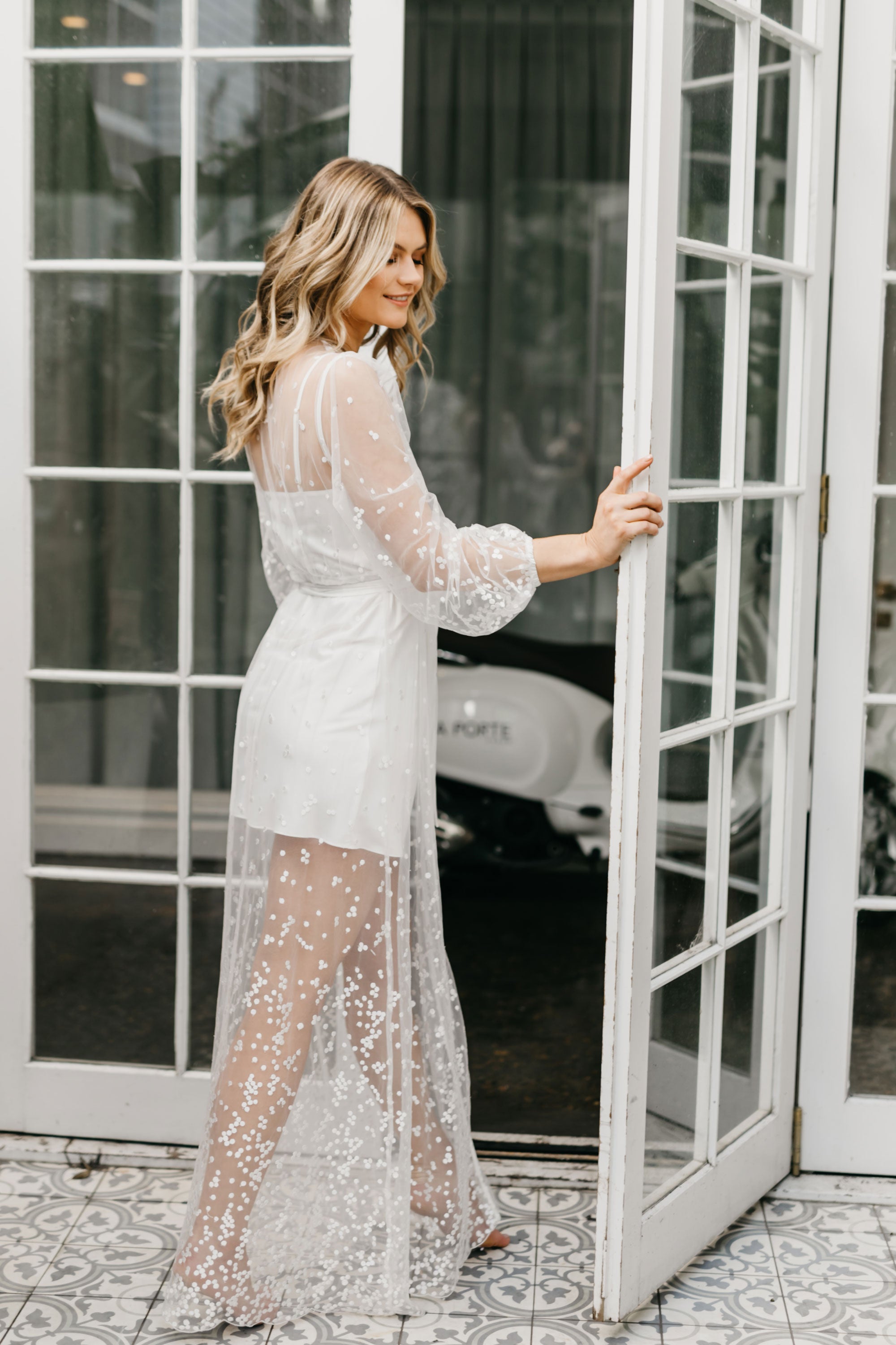 Adelina Spot Lace Maxi - Includes Slip - lerose AU