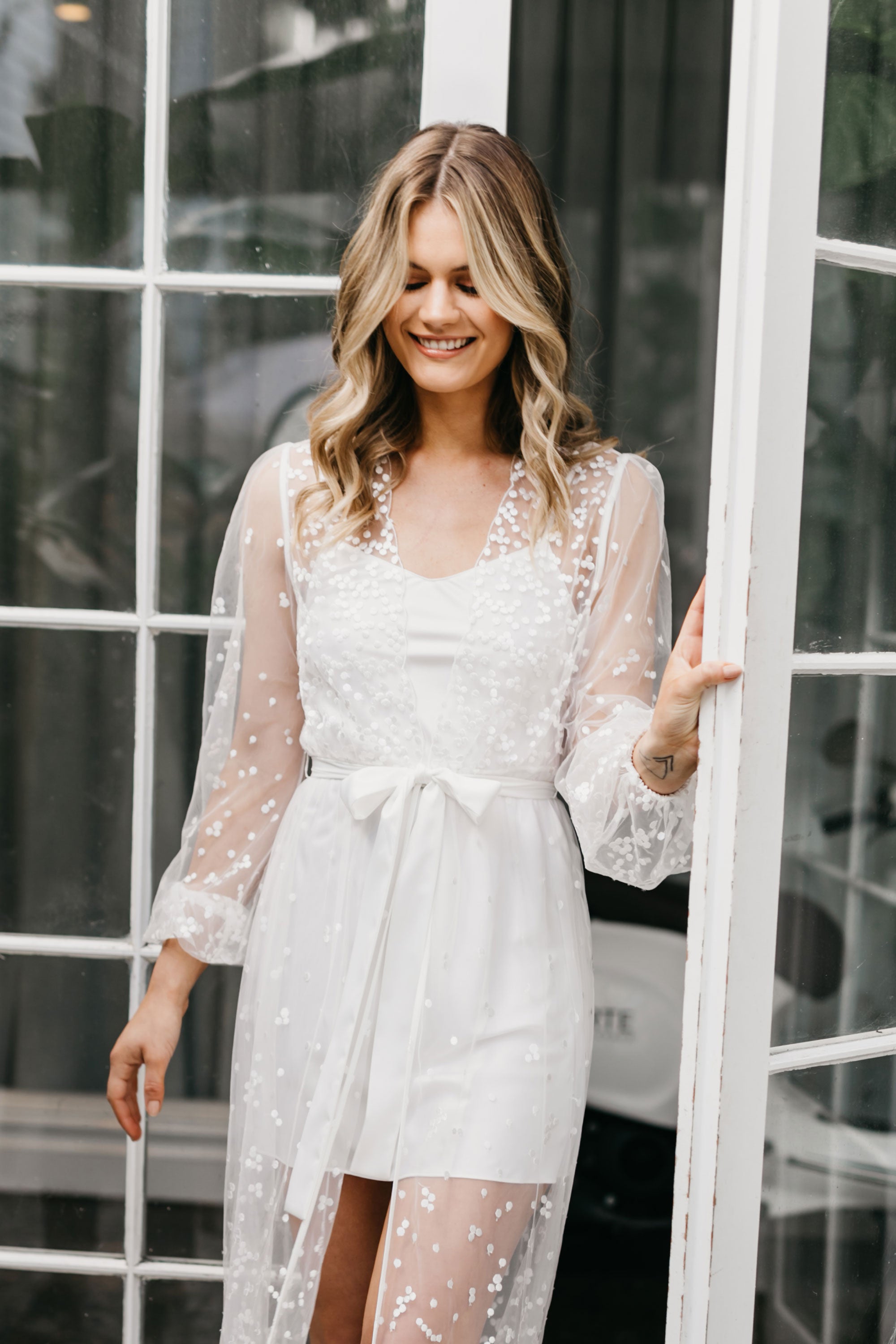Adelina Spot Lace Maxi - Includes Slip - lerose AU