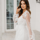 Steffanie Beaded Floral Lace Maxi Bridal Robe - Includes Slip