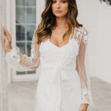 Steffanie Beaded Floral Lace Maxi Bridal Robe - Includes Slip