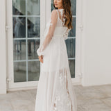 Amara Beaded Floral Lace Maxi Bridal Robe With Train - Includes Slip