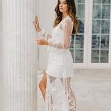 Steffanie Beaded Floral Lace Maxi Bridal Robe - Includes Slip