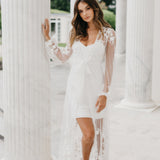 Steffanie Beaded Floral Lace Maxi Bridal Robe - Includes Slip