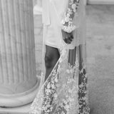 Steffanie Beaded Floral Lace Maxi Bridal Robe - Includes Slip