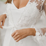 Steffanie Beaded Floral Lace Maxi Bridal Robe - Includes Slip