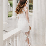 Steffanie Beaded Floral Lace Maxi Bridal Robe - Includes Slip