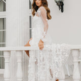 Steffanie Beaded Floral Lace Maxi Bridal Robe - Includes Slip