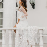 Steffanie Beaded Floral Lace Maxi Bridal Robe - Includes Slip