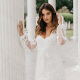 Steffanie Beaded Floral Lace Maxi Bridal Robe - Includes Slip