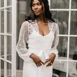 Camile Spot Lace Robe - Includes Slip - lerose AU