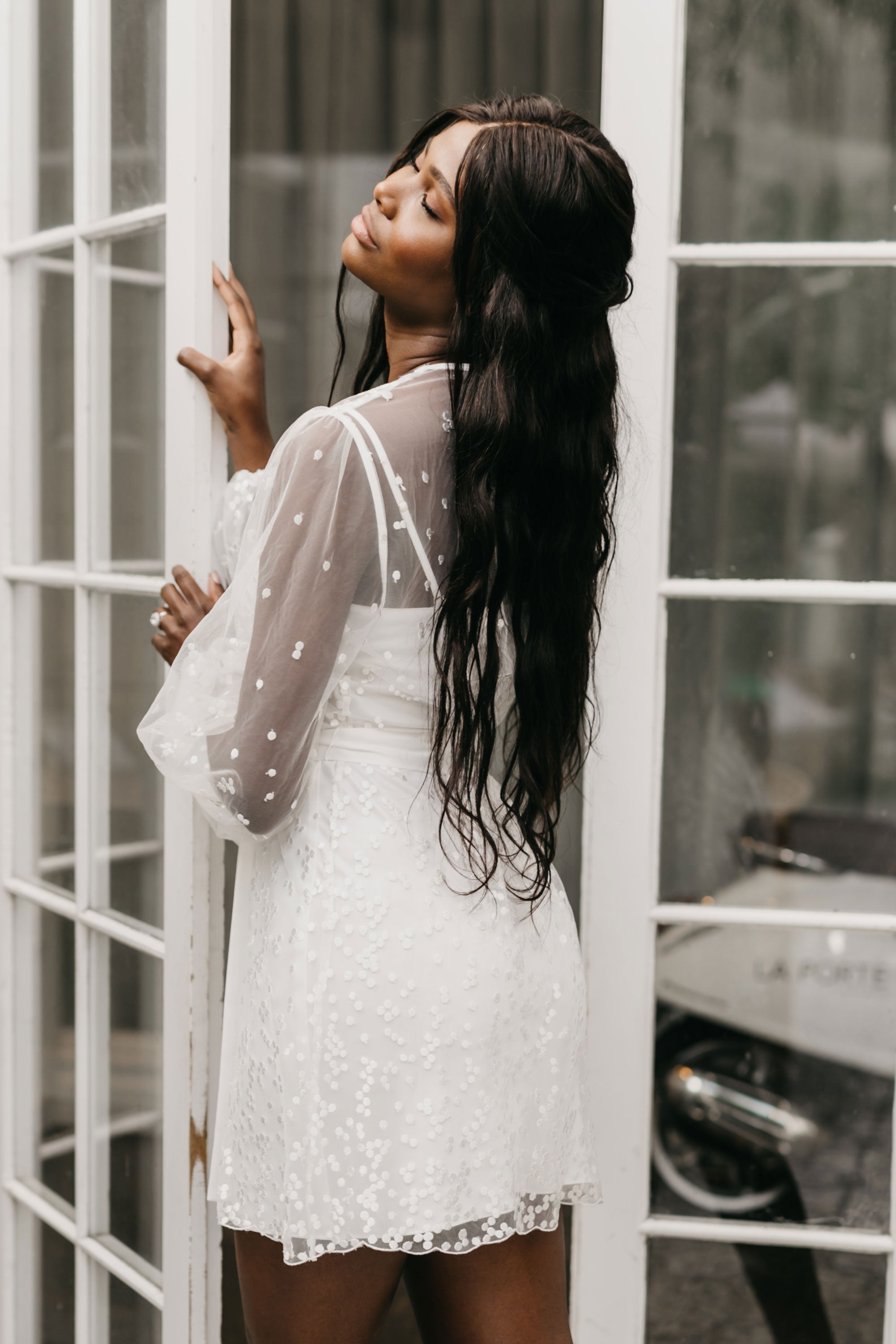 Camile Spot Lace Robe - Includes Slip - lerose AU
