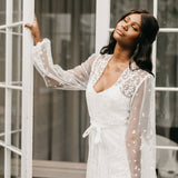 Camile Spot Lace Robe - Includes Slip - lerose AU
