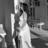 Amara Beaded Floral Lace Maxi Bridal Robe With Train - Includes Slip