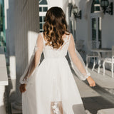 Amara Beaded Floral Lace Maxi Bridal Robe With Train - Includes Slip