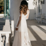 Amara Beaded Floral Lace Maxi Bridal Robe With Train - Includes Slip