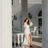 Jolie Lace Trim Maxi Bridal Robe With Train - Includes Slip