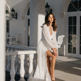 Jolie Lace Trim Maxi Bridal Robe With Train - Includes Slip