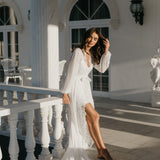 Jolie Lace Trim Maxi Bridal Robe With Train - Includes Slip