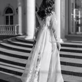 Amara Beaded Floral Lace Maxi Bridal Robe With Train - Includes Slip