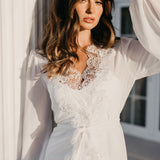 Layla Lace Trim Maxi Bridal Robe - Includes Slip