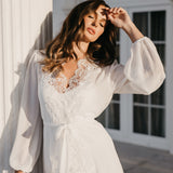 Layla Lace Trim Maxi Bridal Robe - Includes Slip