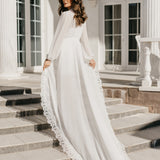 Jolie Lace Trim Maxi Bridal Robe With Train - Includes Slip