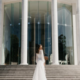 Jolie Lace Trim Maxi Bridal Robe With Train - Includes Slip