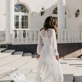 Jolie Lace Trim Maxi Bridal Robe With Train - Includes Slip