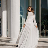 Jolie Lace Trim Maxi Bridal Robe With Train - Includes Slip