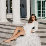 Jolie Lace Trim Maxi Bridal Robe With Train - Includes Slip