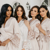 Scarlett Petal Hem Lace Trim Satin Robe