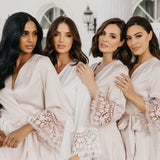 Scarlett Petal Hem Lace Trim Satin Robe