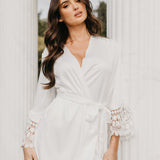 Scarlett Petal Hem Lace Trim Satin Robe