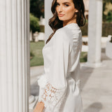 Scarlett Petal Hem Lace Trim Satin Robe