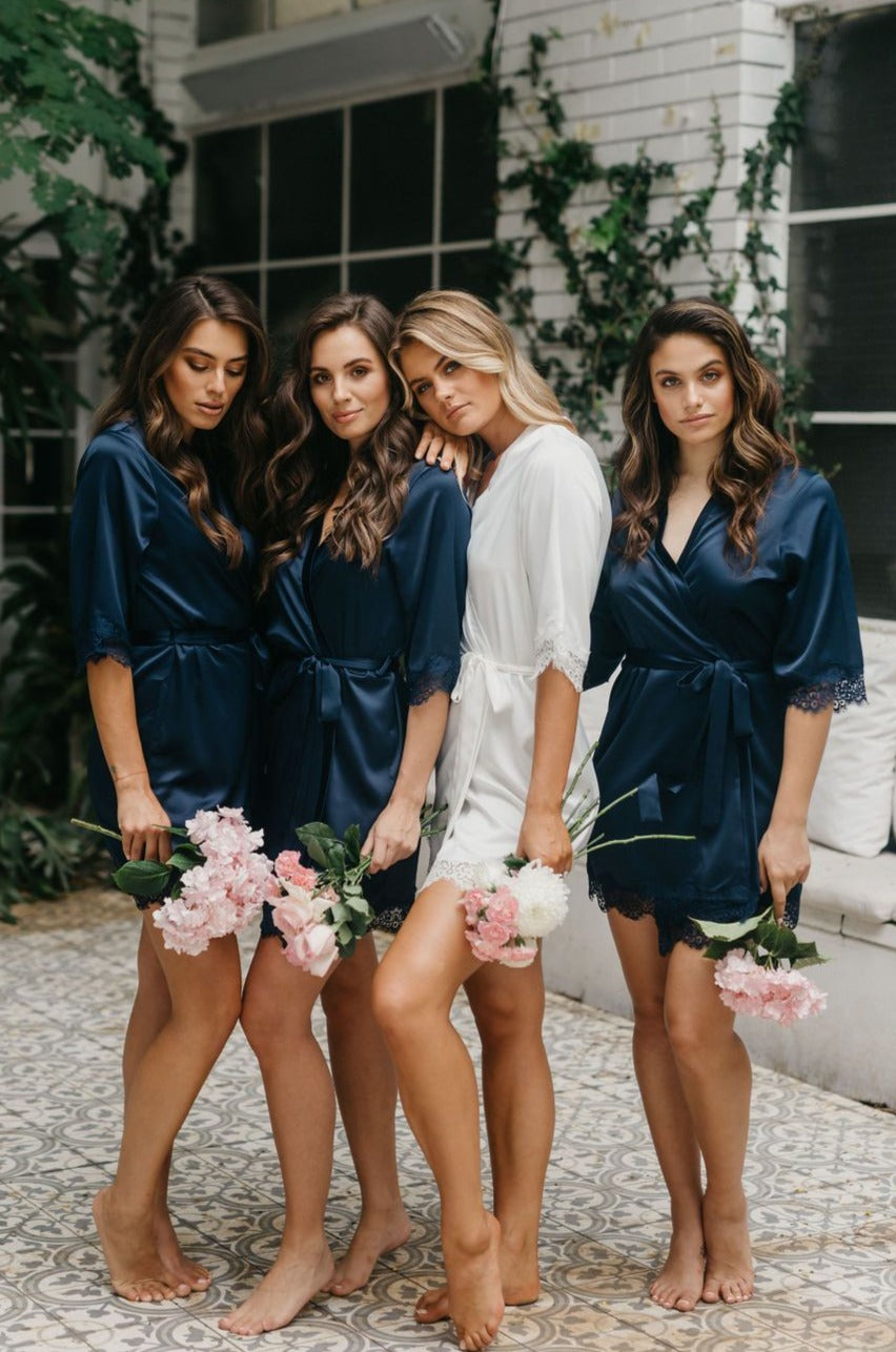 Josie Satin Lace Trim Robe - lerose AU