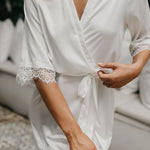 Josie Satin Lace Trim Robe - lerose AU
