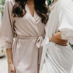Josie Satin Lace Trim Robe - lerose AU